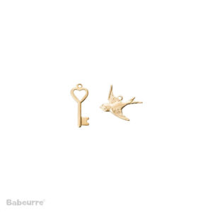 Brass Charm Bird and Key