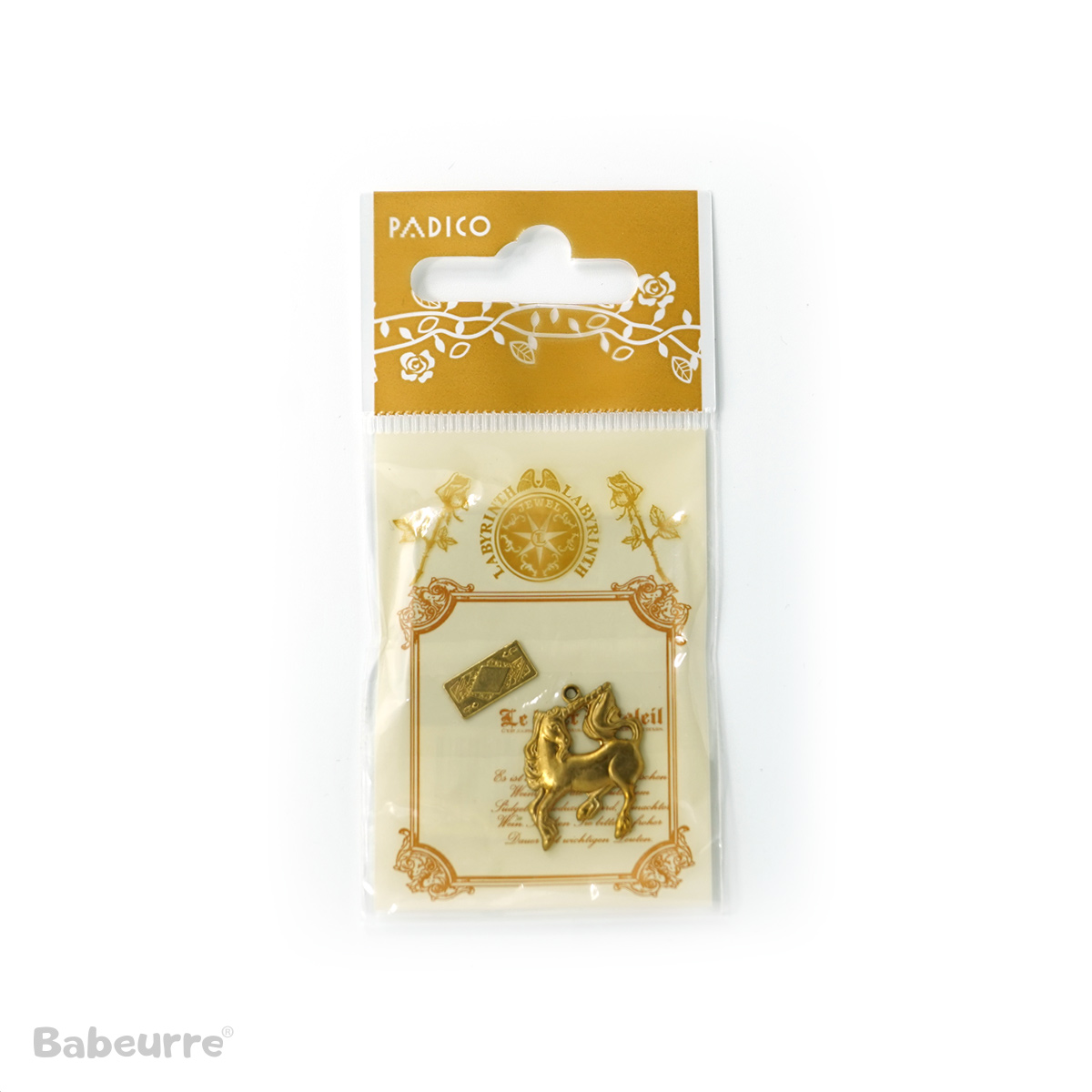 Brass Charm: Unicorn & Card