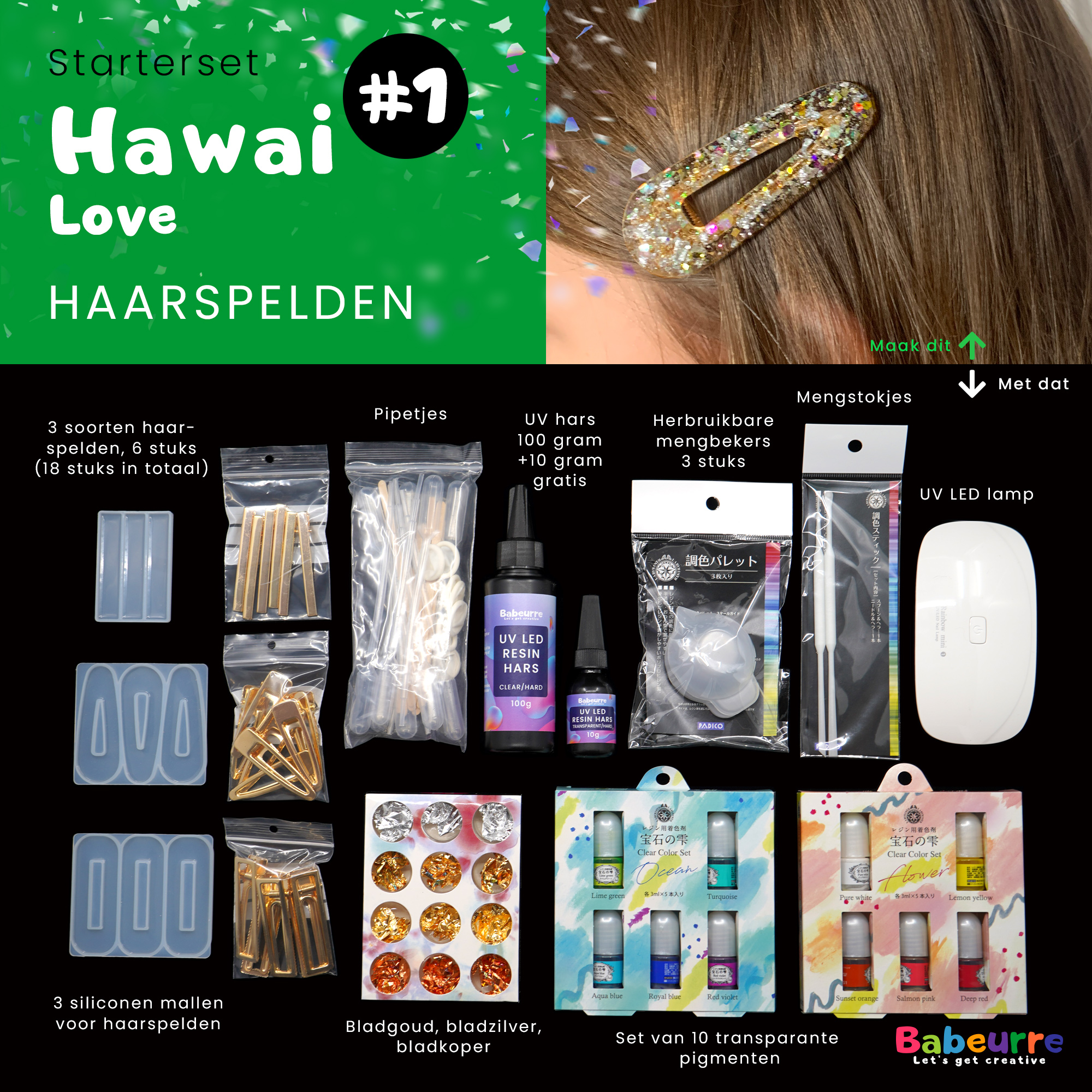 Starterset – Hawaï Love – hairpins – Versie #1