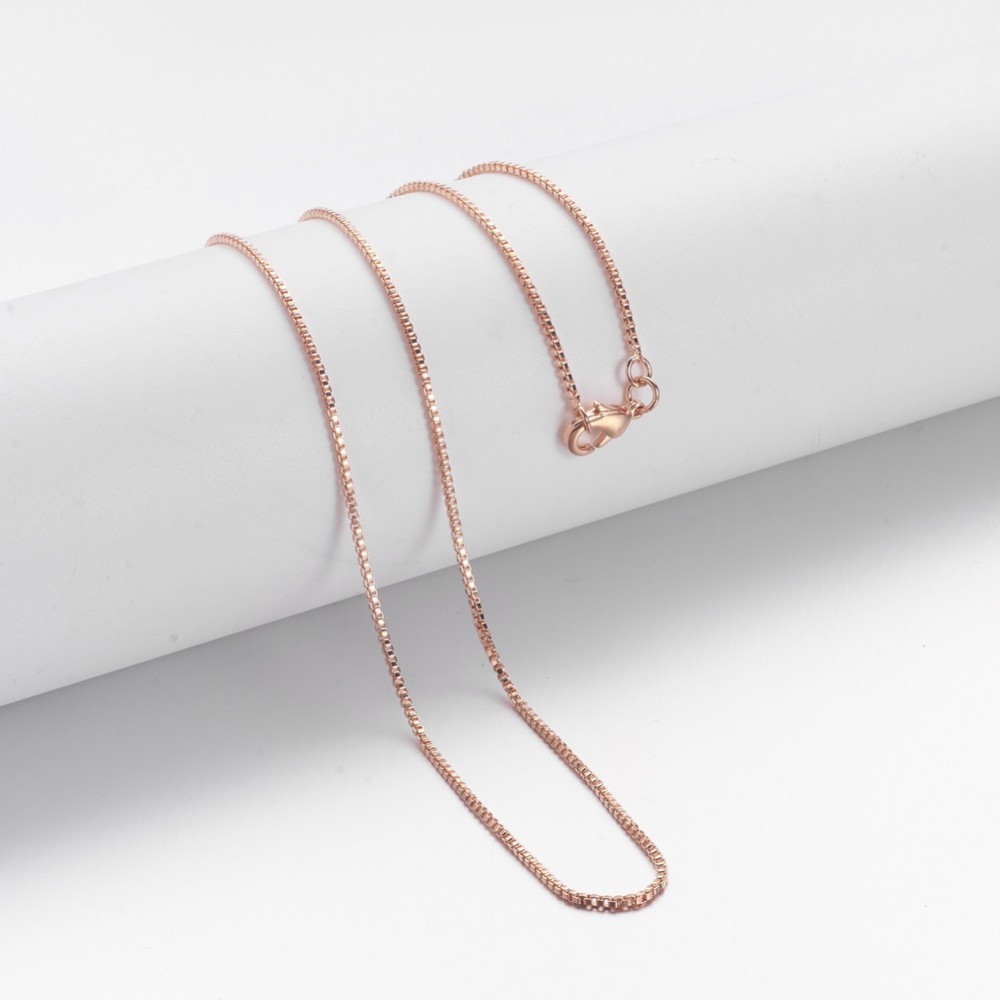 Necklace box chain with lobster clasp – Rose Gold – 46 cm – 2 pcs