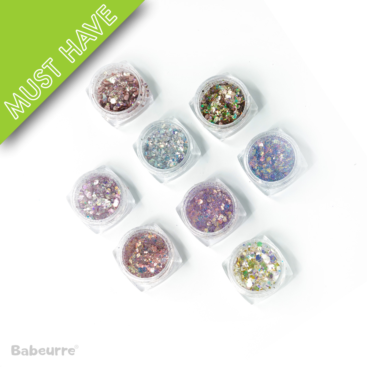 Holographic Glitter Flakes – 8 Colors Pack