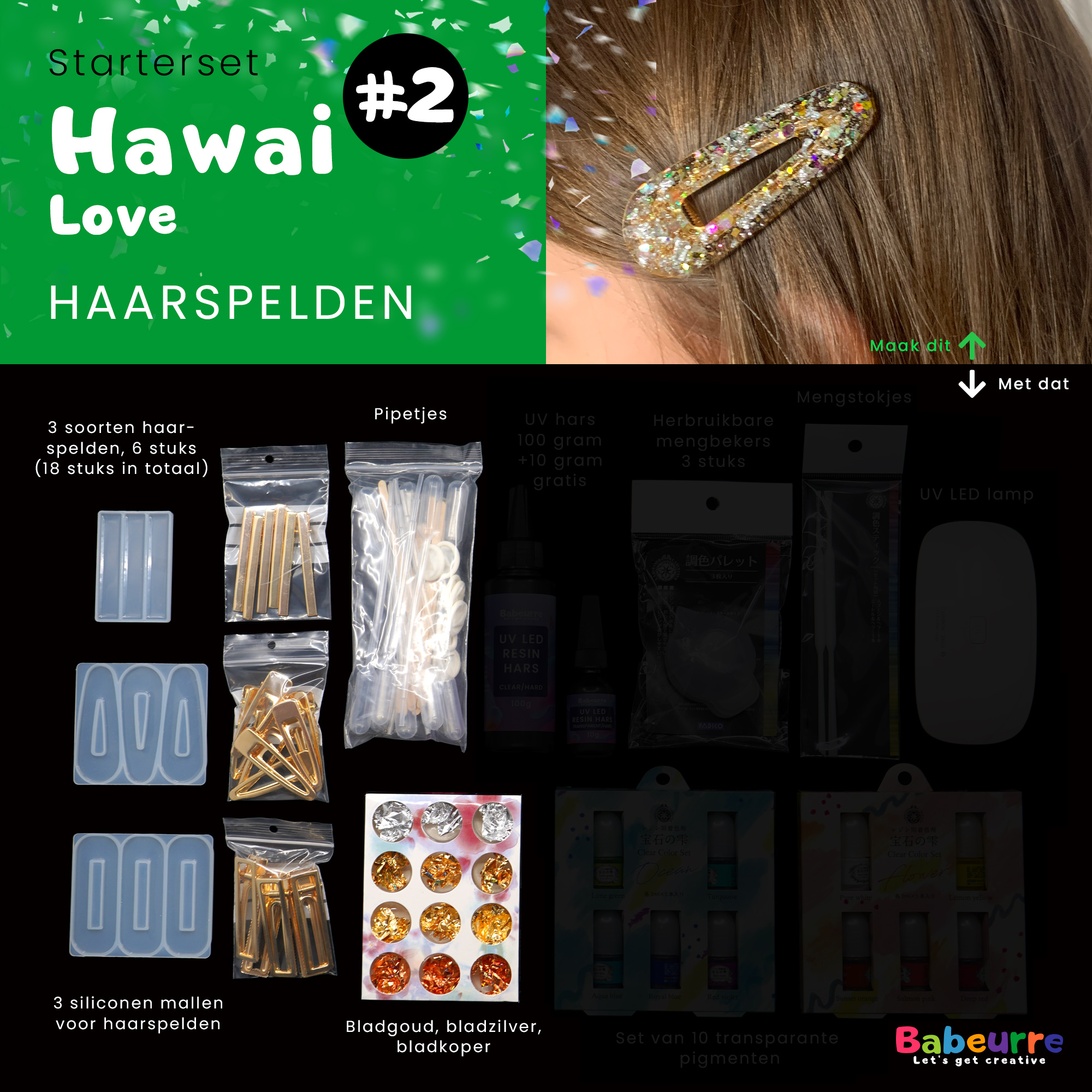 Starterset – Hawaï Love – hairpins – Versie #2